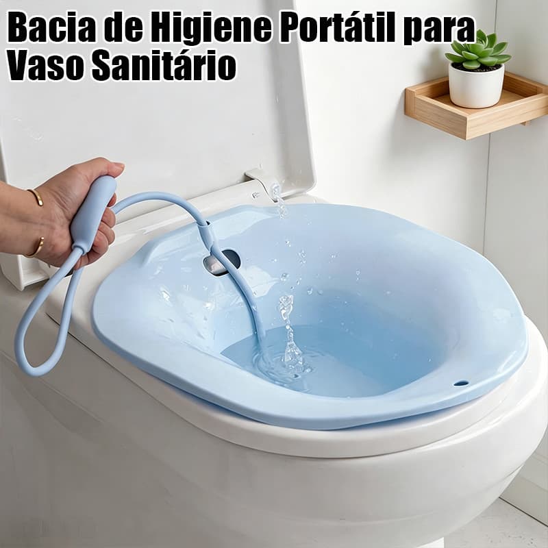 Bacia Banho De Assento Com Ducha Higiênica Higiene Íntima Mulheres Idosos Pós Parto Hemorroídas