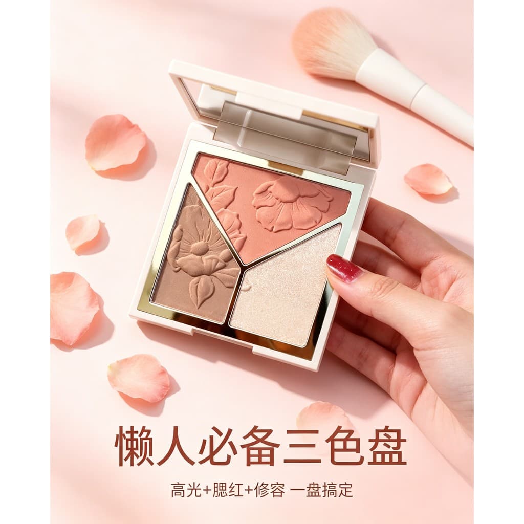 Lazy People Must-Have Paleta de três cores Blush de alto brilho Contorno Paleta multifuncional Maquiagem