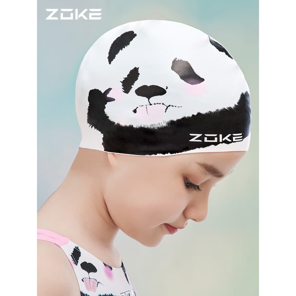 Zoke zke touca de natação de Silicone para crianças, à prova d'água, cuidados com os cabelos, proteção para os ouvidos,