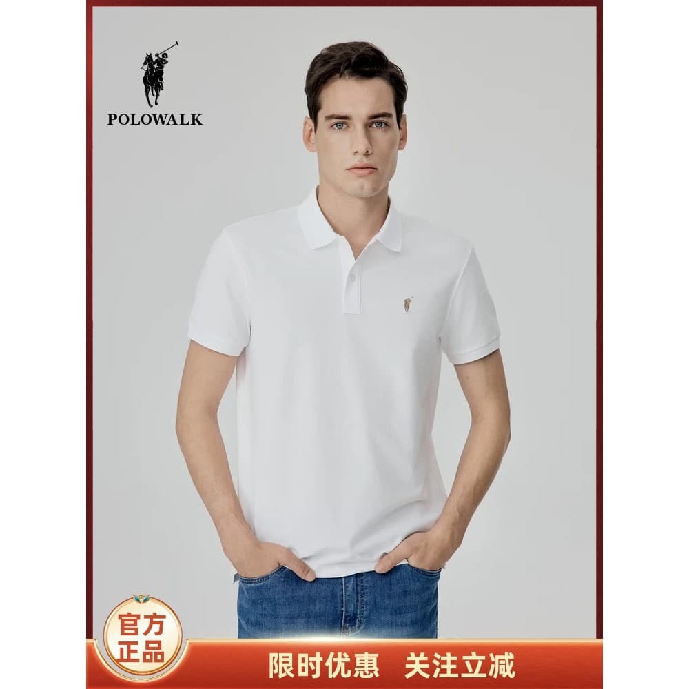 POLOWALK Camisa polo masculina de manga curta verão novo estilo simples moda Commuter simples camiseta roupas masculinas