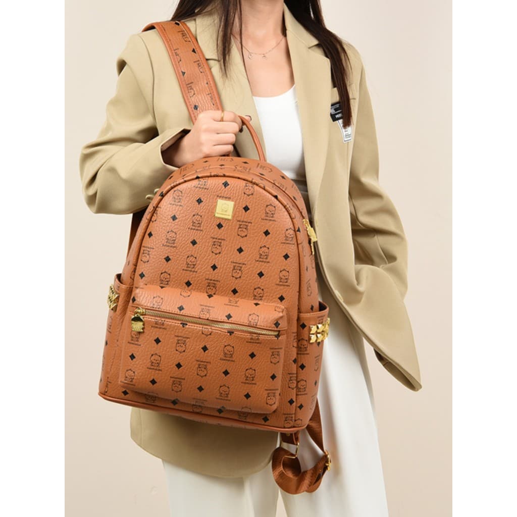 Mochila feminina 2026 novo estilo elegante All-Match estudante universitário urso impressão mochila grande capacidade la