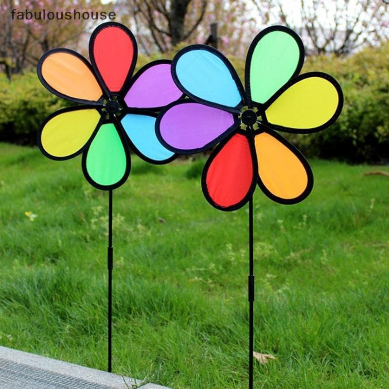 Novo Colorido Arco-Íris Dazy Flor Girador Vento Moinho De Jardim Quintal Decoração Ao Ar Livre