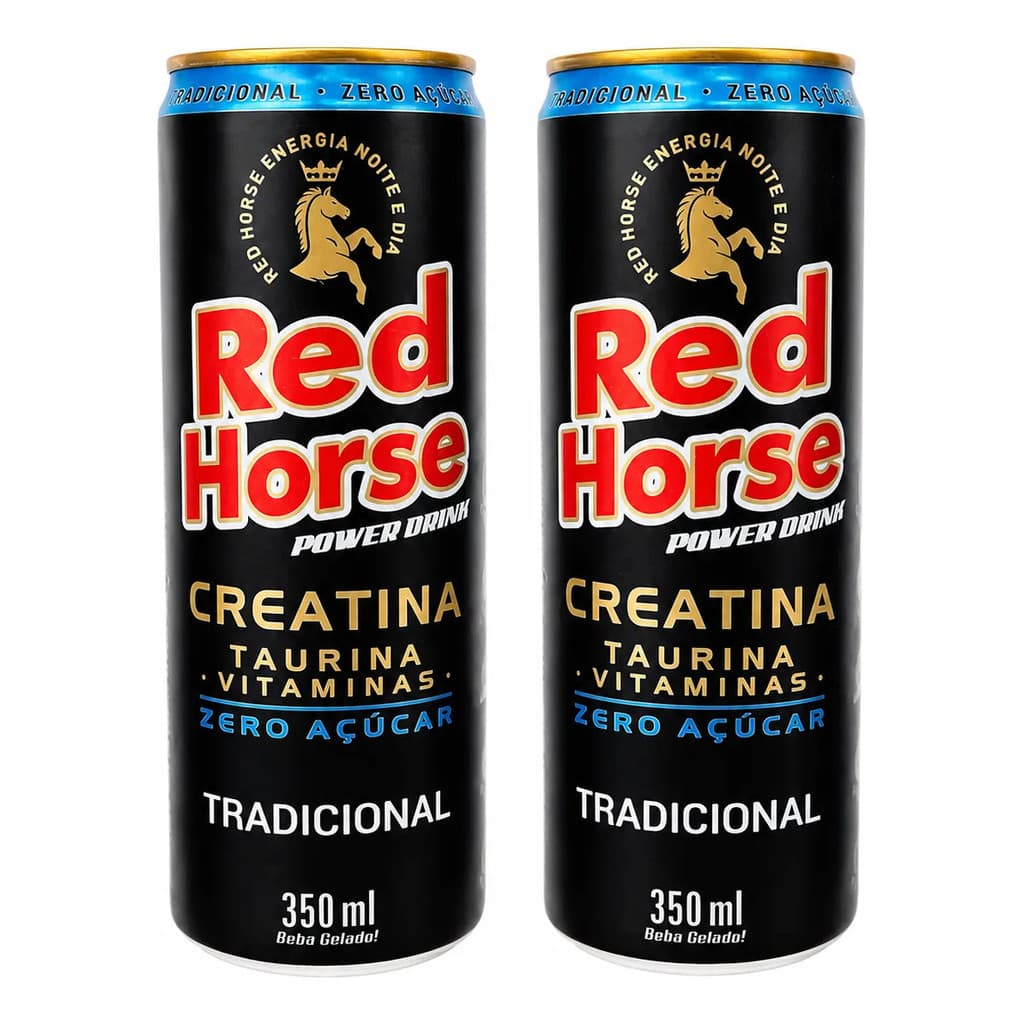 Kit 2 Energéticos Red Horse Tradicional Creatina + BCAA + Vitaminas Zero Açucar 350ml