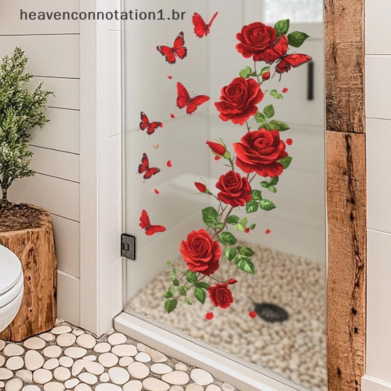 heav 1 Peça Aquarela Romântica Rosa Vidro Stiers Adequado Para Decoração De Parede Quarto Banheiro E Sala De Estar BR
