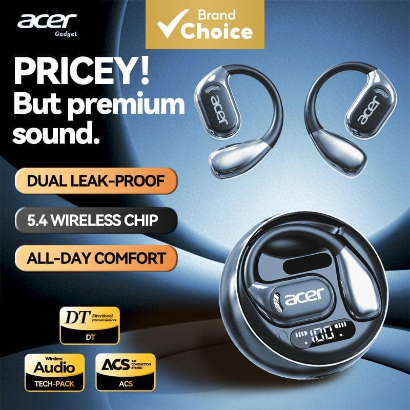 Acer OHR510 Fones De Ouvido Sem Fio Bluetooth Gancho Leve Assistente Voz TWS Longa Vida Útil Da Bateria Música Uso Diári