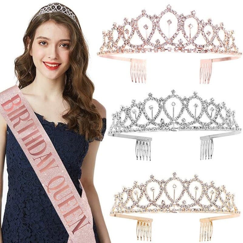 Conjunto De Aniversário Sash Girl Princesa Rainha & Crown Fitas Glitter Festa Suprimentos De Decoração