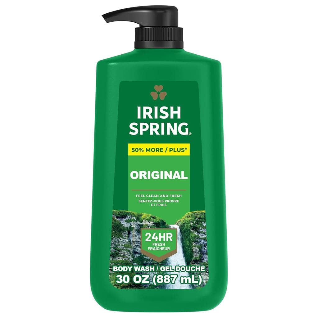 Gel de Banho Hidratante Original Irish Spring para Homens, Frescor 24 Horas, Gel de Banho para Rosto e Corpo, Ingredient
