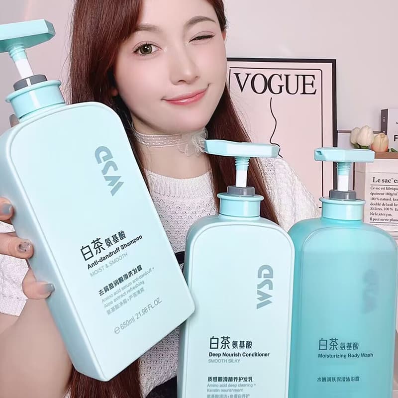 Vista Shampoo de Aminoácidos de Chá Branco 650g Anticaspa Condicionador Hidratante Suave Shampoo Condicionador para Lava