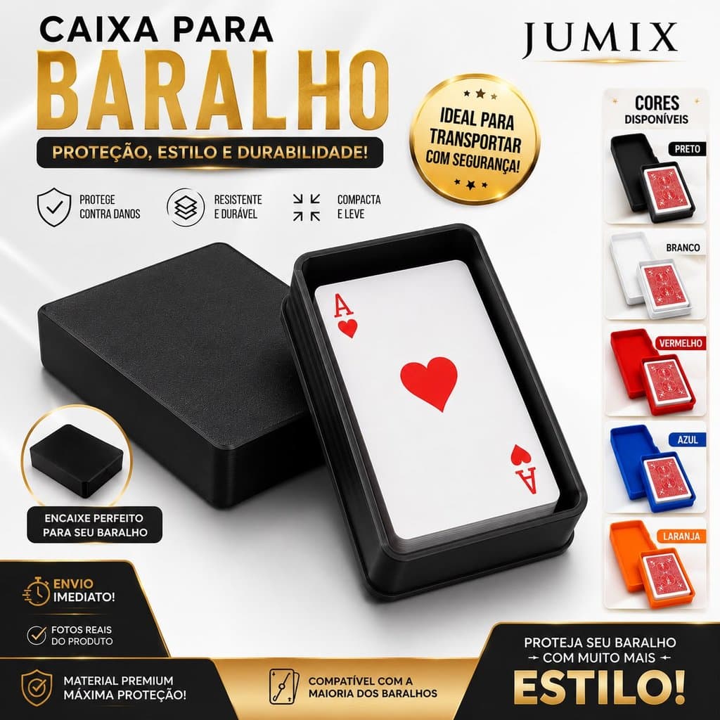 Porta Baralho Caixa Organizadora Para Cartas Truco Poker Blackjack Uno