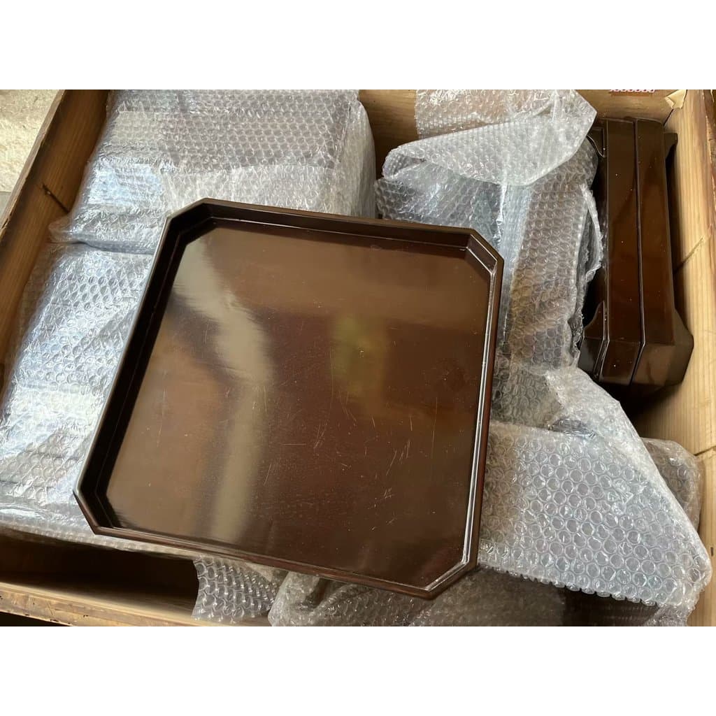 Fidelity Bens Antigos Embalagem Original Unboxing Dinastia Qing Período Toyo Madeira Laca Placa Quadrada 1890 Placa de N