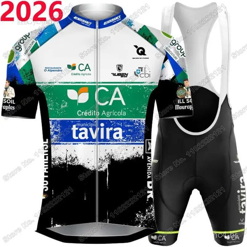 Conjunto de Ciclismo Team Tavira 2026, Roupa de Ciclismo Masculina de Portugal, Kit de Manga Curta, Camisa para Biciclet