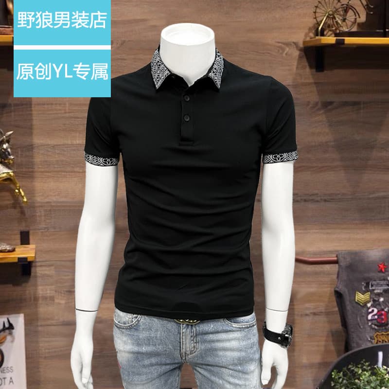 Camisa POLO masculina de manga curta camiseta verão Street Wear 2026 novo estilo na moda padrão colarinho fino-ajuste mo