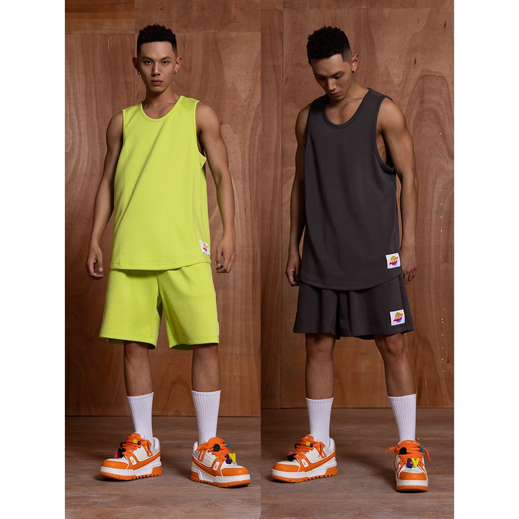 CLP Verde Cinza Esportes Suor Colete Masculino Colete Stretch Sem Mangas Solto Na Moda Verão Top Respirável Casual Camis