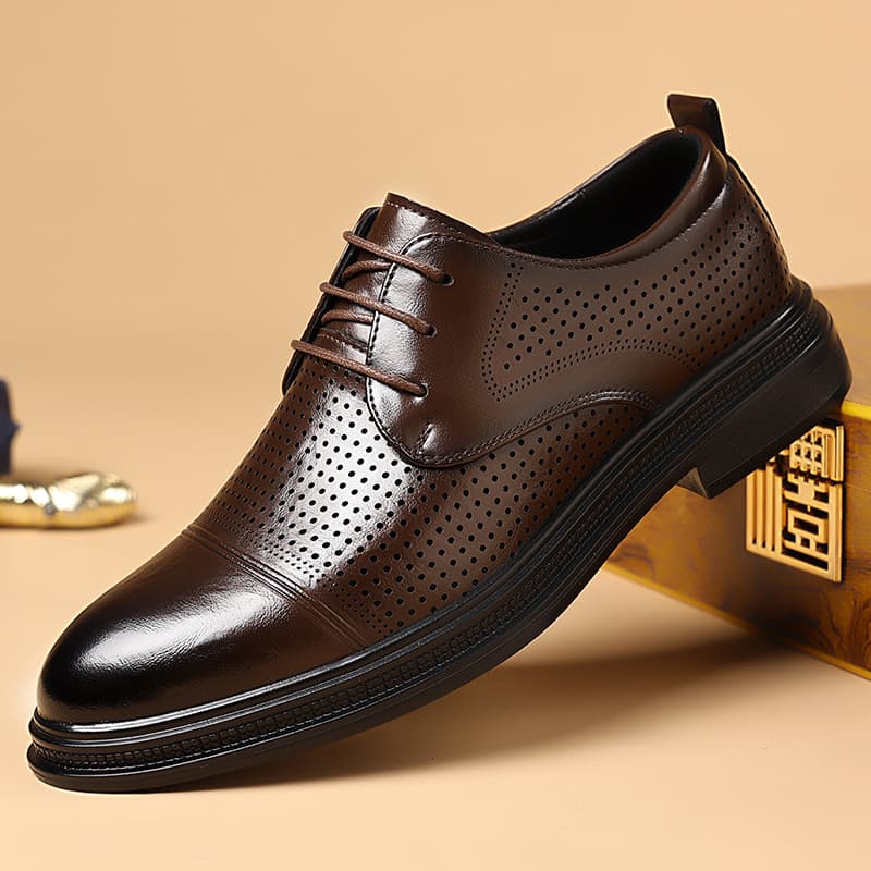 Sapatos de couro oco masculino verão respirável estilo britânico negócios Formal Wear tamanho grande perfurado marrom au
