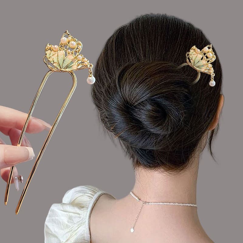 2025 novo estilo chinês borboleta hairpin requintado estilo chinês enrolado hairpin Retro temperamento dourado elegante