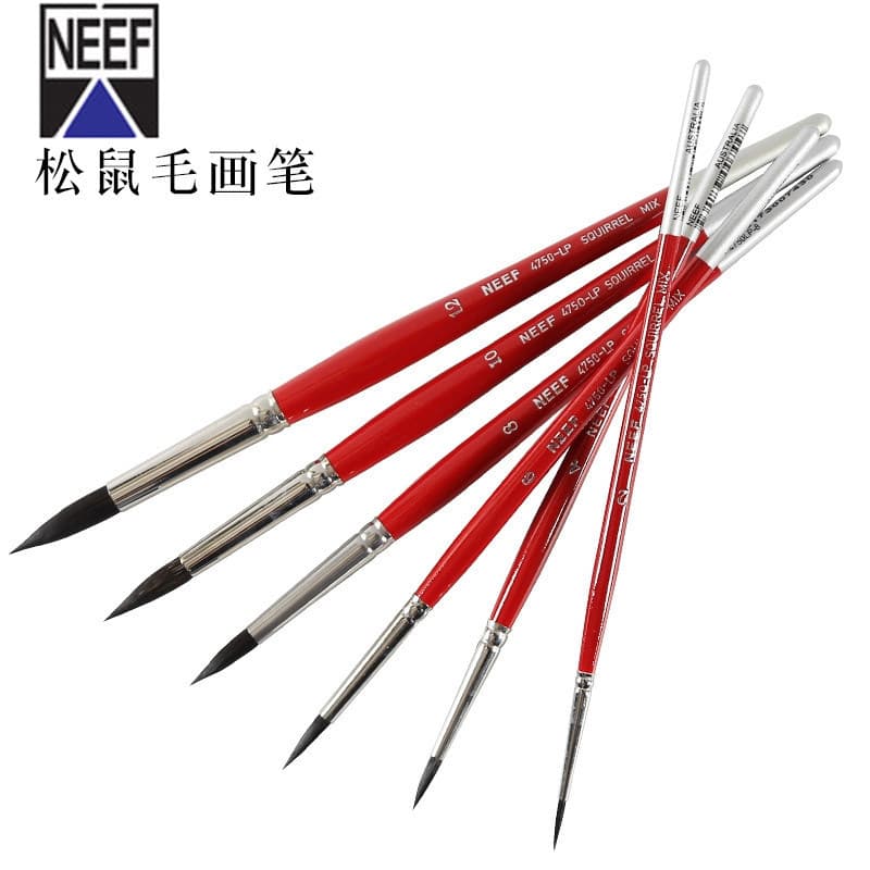 NEEF esquilo cabelo misto série 4750LP haste curta cabeça redonda caneta aquarela profissional grau artista guache escov