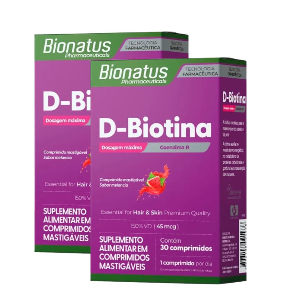 Kit 2x D-Biotina Bionatus - Mastigável 30 comprimidos