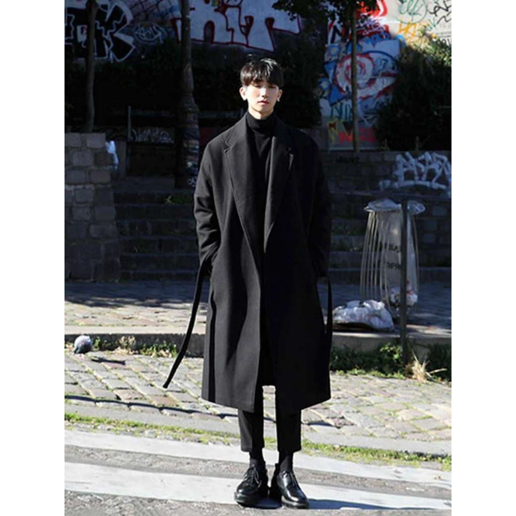 W inverno novo estilo versão coreana casaco de lã de algodão masculino quente de comprimento médio blusão Casual cinto j