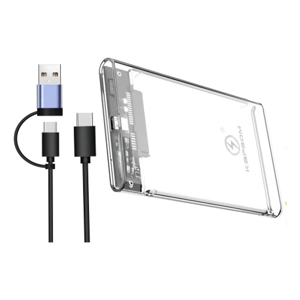 Case Hd Externo Usb 3.0 Hd 2.5 Notebook Pc Ps4 Transparente