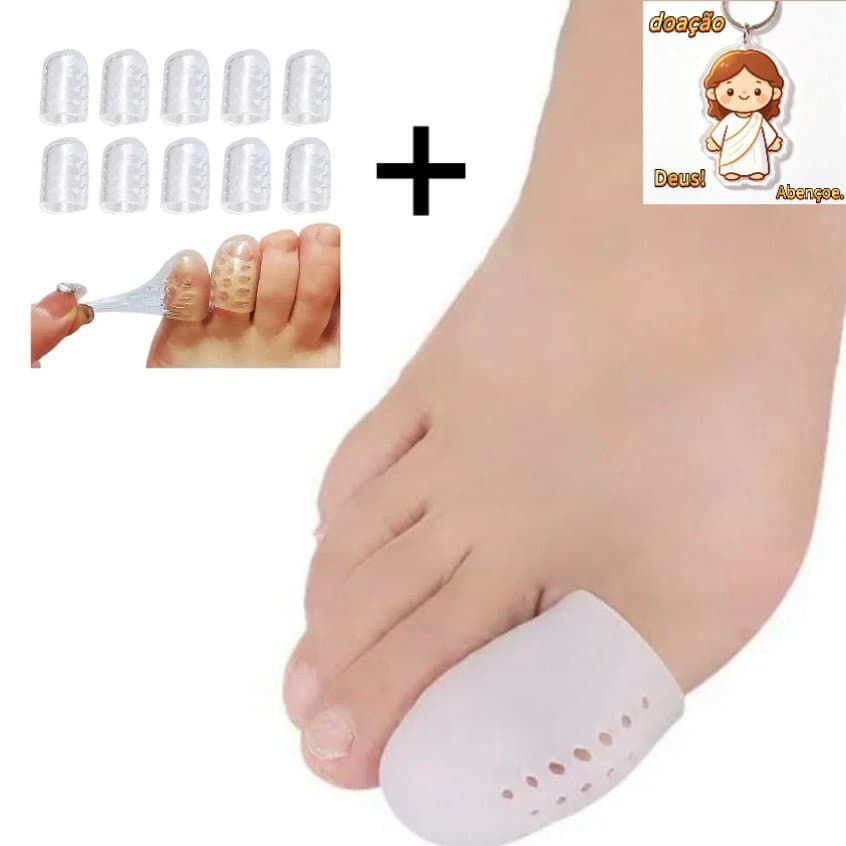 Kit 10 Dedeira + Par Protetor Dedão Pé Calo Unha Encravada Silicone Dor