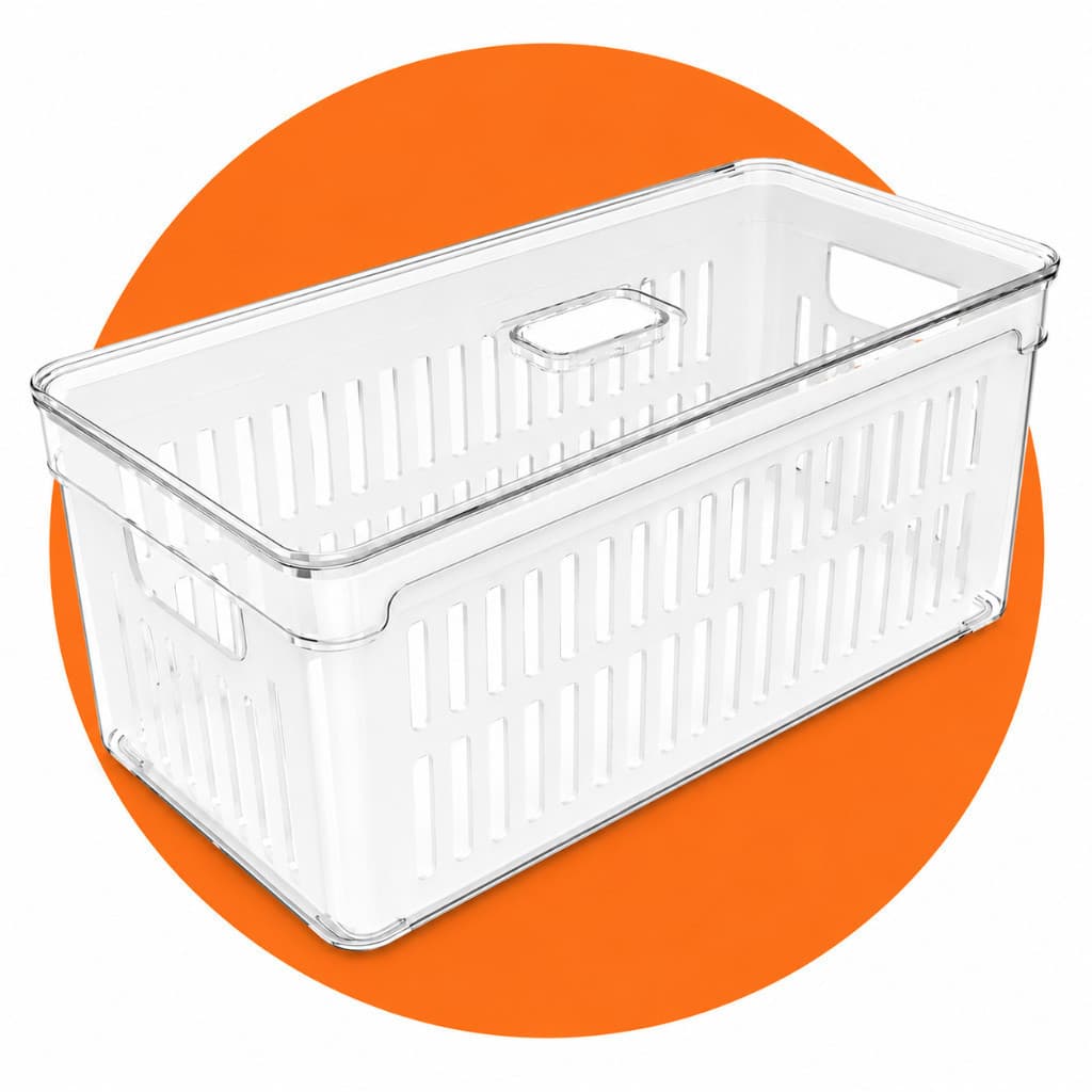Organizador de Geladeira 5L com Tampa Caixa Porta Alimentos Transparente Acrílico