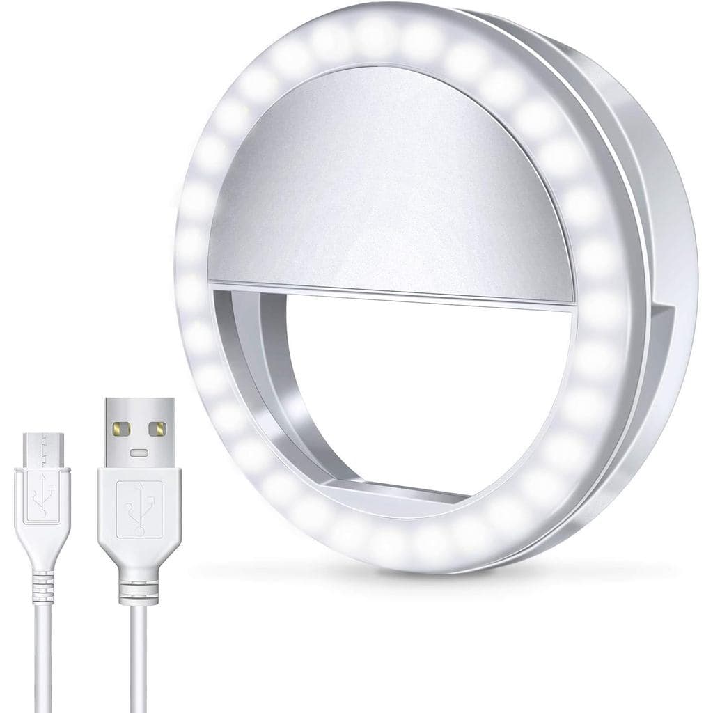 Meifigno Anel de Luz para Selfie, [Recarregável] com 36 Luzes LED, Brilho Ajustável em 3 Níveis, Clipe para Telefone Com