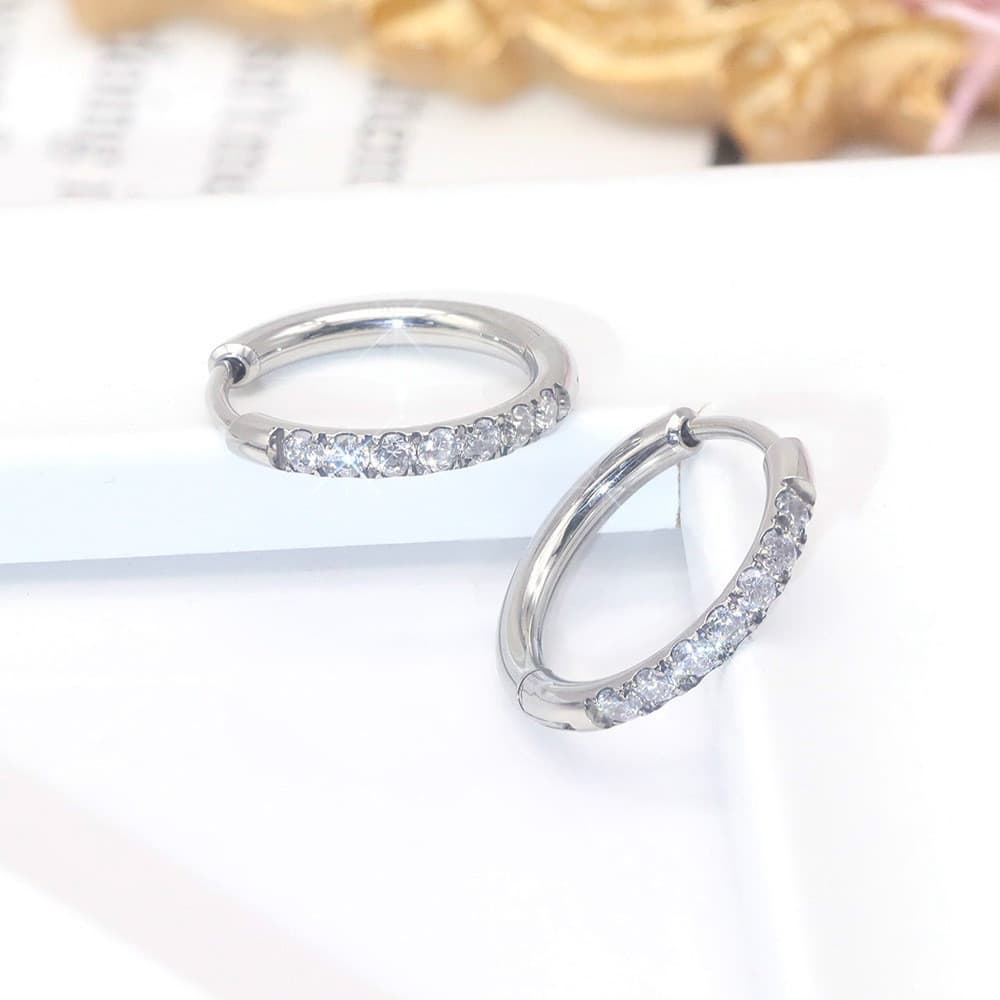 Brincos de zircônia estroboscópica de diamante lateral, ouro, simples, fivelas de orelha, brincos transfronteiriços, ven