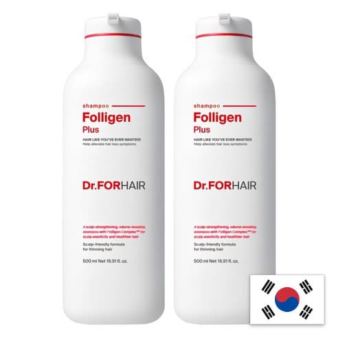 [Dr.ForHair] Folligen Plus Shampoo Moringa Flower 500ml x2 | Cuidado do Couro Cabeludo | 100% Autêntico