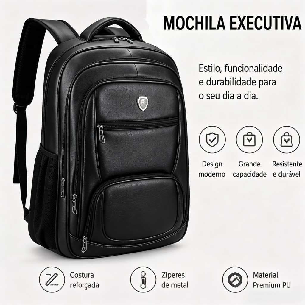 Mochila Executiva Multifuncional 22" para Notebook Impermeável Grande Capacidade