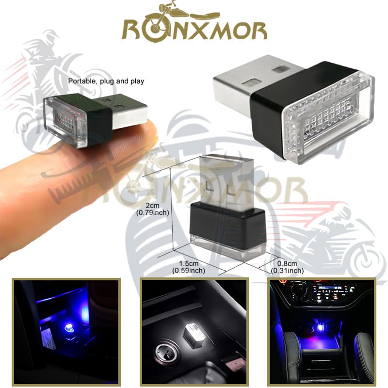 RONXMOR 1PC Mini USB LED Luzes Do Carro Interior Luz Ambiente Iluminação De Emergência Cor Decorativa Atmosfera Acessóri