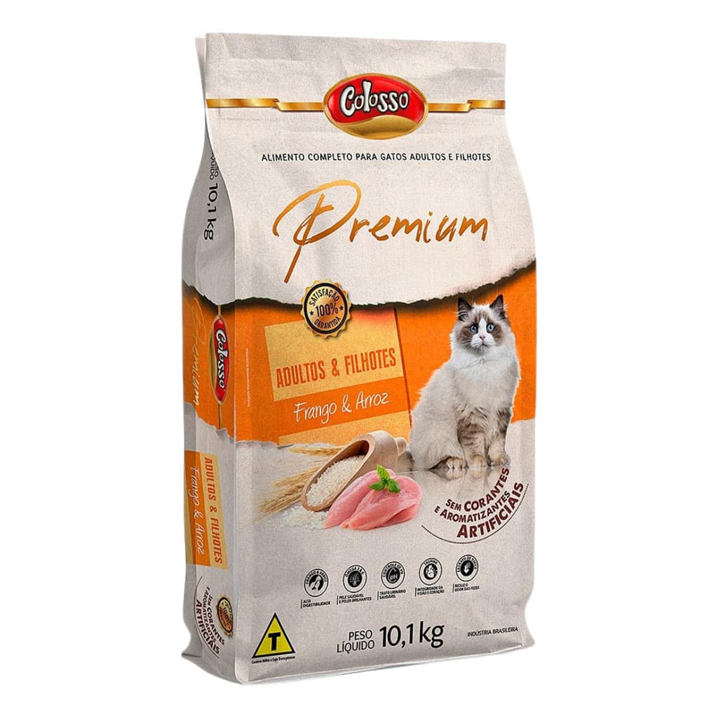Ração Gatos Adultos E Filhotes Frango Colosso Premium 10kg