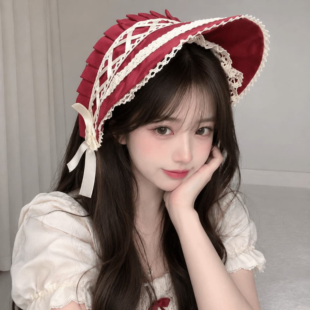 Boné ALTOZEN Lolita , Capacete Vitoriano Com Laço Estilo Pastoral , Chapéu De Renda Elegante Vintage Babados