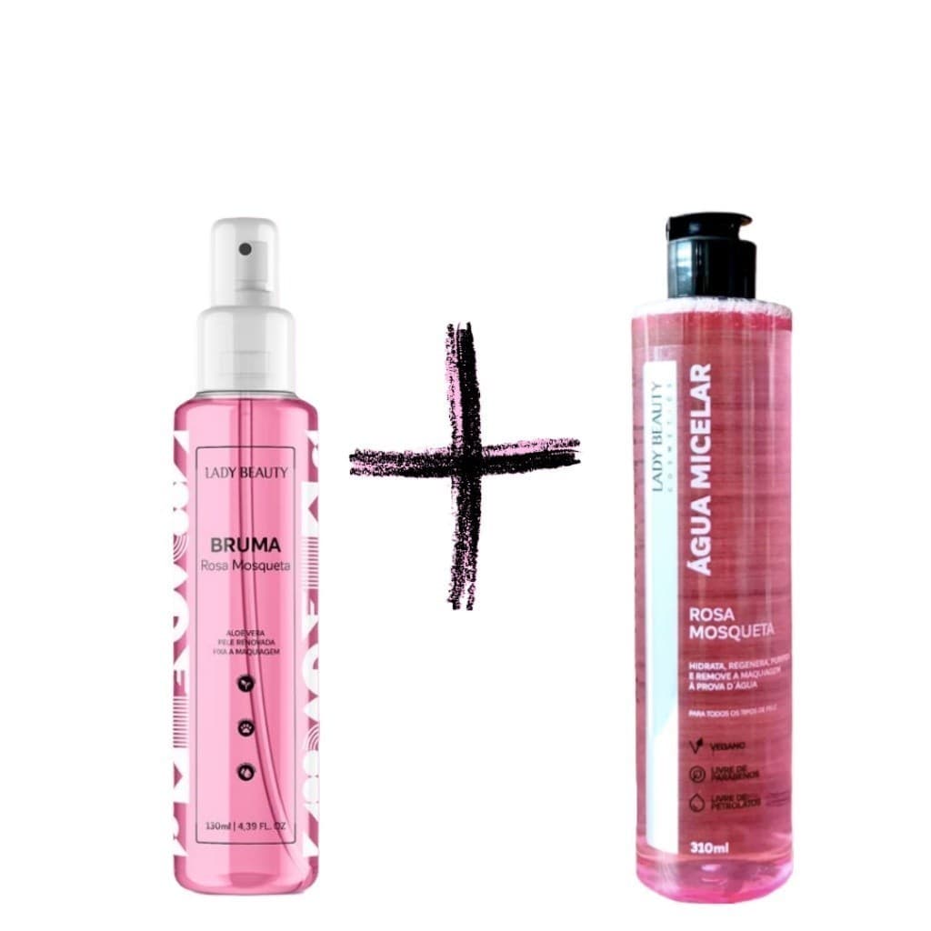 Kit Bruma Fixadora Rosa Mosqueta 130ml + Água Micelar Rosa Mosqueta 310ml Lady Beauty