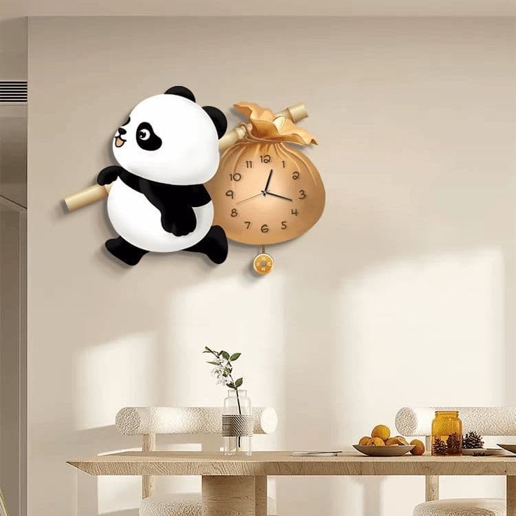 Lucky fortuna Panda relógio de parede sala estar TV relógio de parede doméstico mudo restaurante High-End KP6C