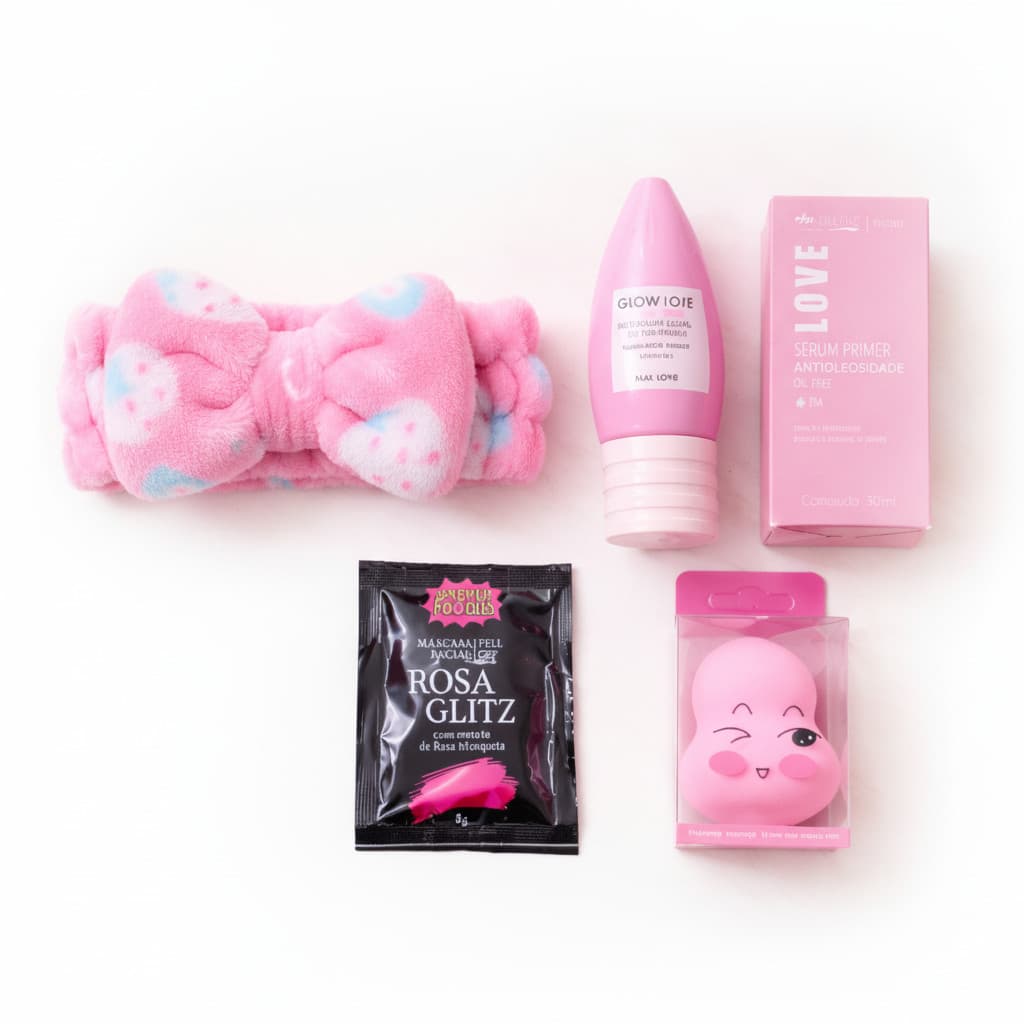 Kit Faixa + Hidratante Melancia + Sérum Antioleosidade + Máscara Facial + Esponja MakeupWHPC