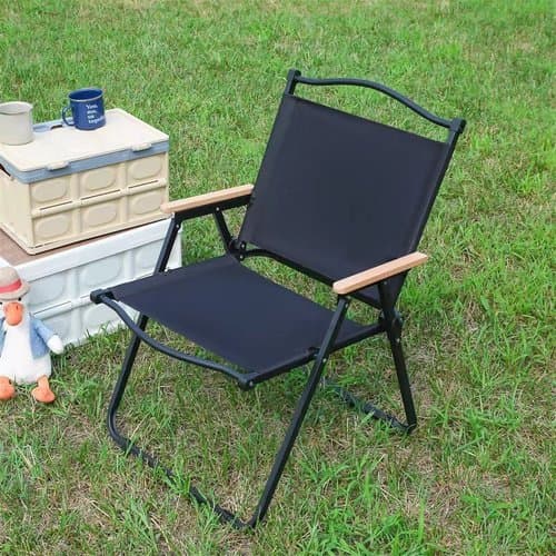Cadeira Dobrável Camping Braços Madeira Portátil Confortável Resistente