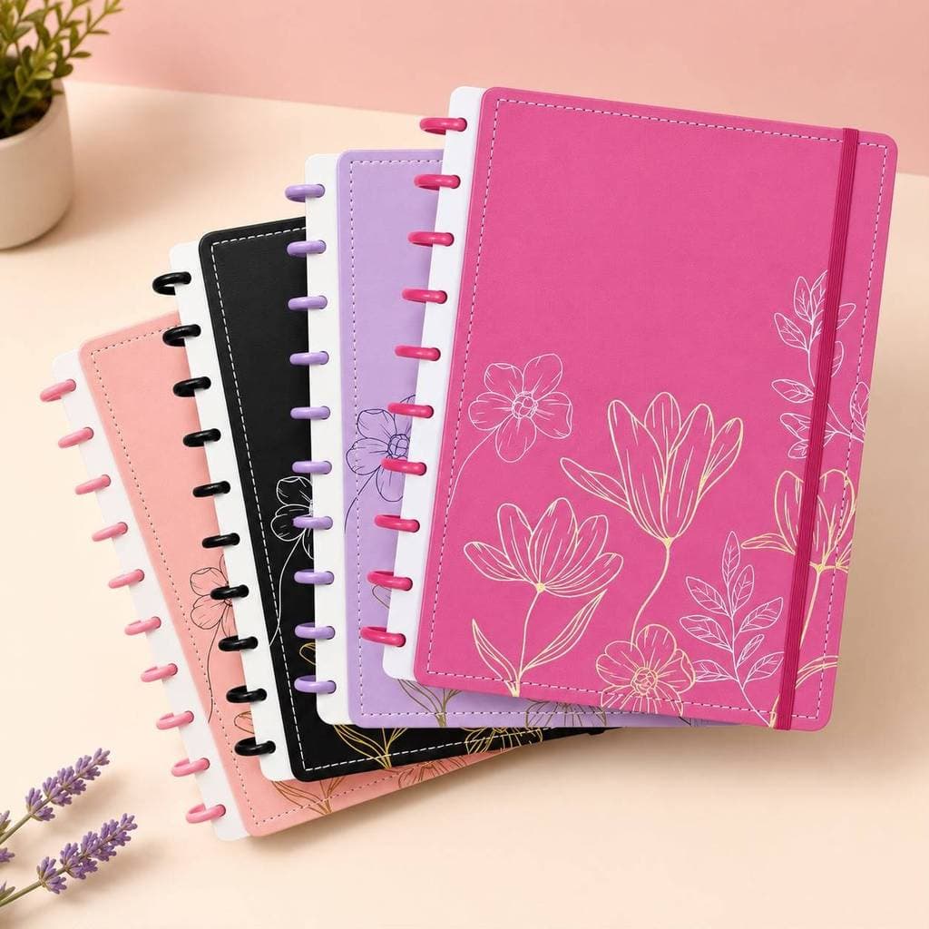 Caderno Inteligente de Discos Floral A4 B5 A5 Recarregável 80 Folhas
