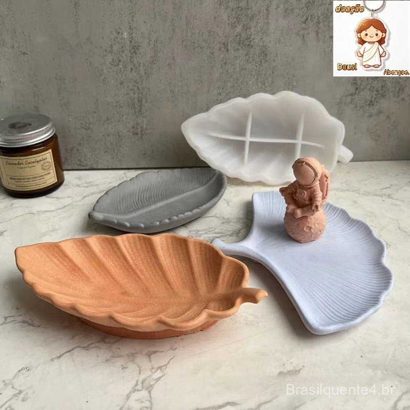 1 Peça Moldes De Silicone De Folhas De Ginkgo Molde De Bandeja Artesanais