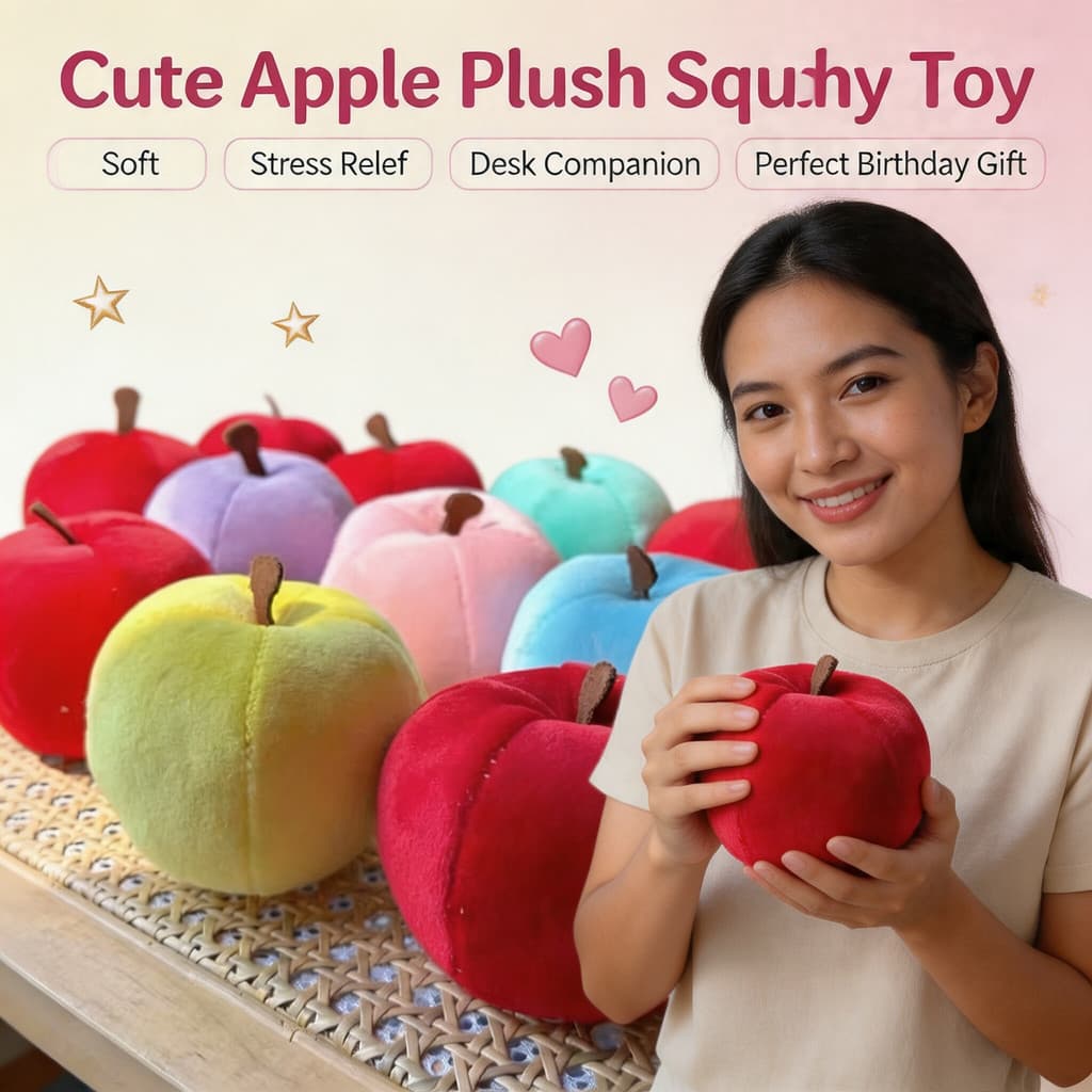 Squishy De Pelúcia Fofo Em Formato De Maçã , Inquietação Ultramacia De Ascensão Lenta Para Mesa E Alívio De Ansiedade