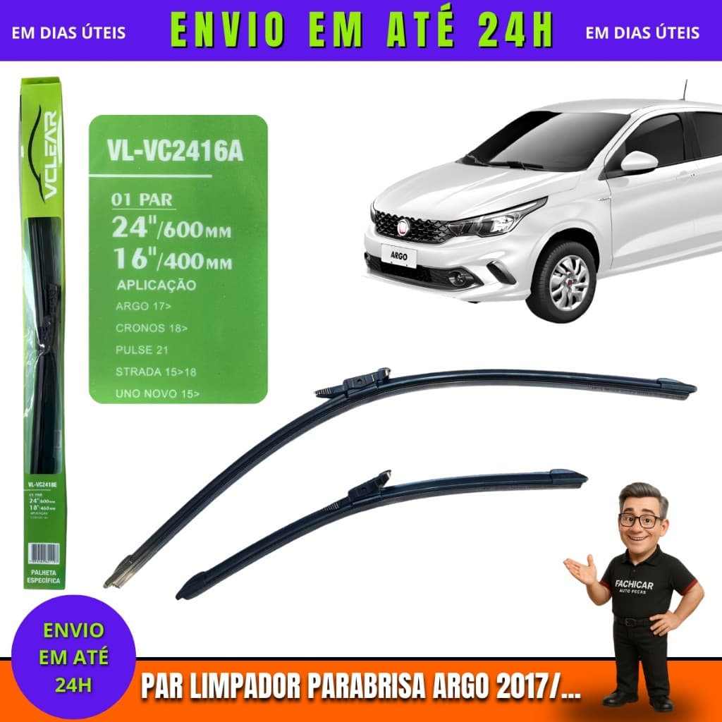 Par Palheta limpador Parabrisa Fiat Argo 2017/...