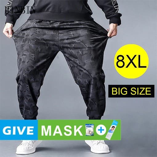 Calças de Moletom Esportivas Masculinas Elásticas Tamanho Grande 5232 PQOH KSCN