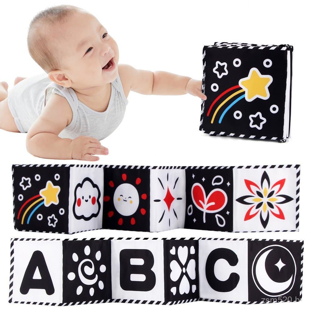 Livro De Pano Macio Para Bebês , Alto Contraste , Preto E Branco , Sensorial , Tempo De Barriga , Brinquedos Presente De