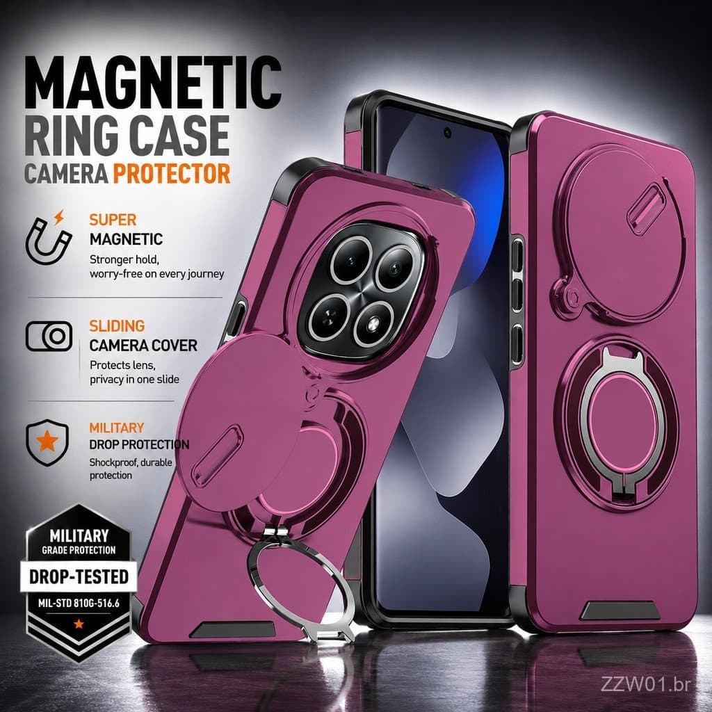 Capa Magnética à Prova de Choque para Xiaomi Redmi Note 15 14 13 Pro Plus 5G 15 14 13 Pro 4G 5G 15 14 13 4G 5G Compatíve