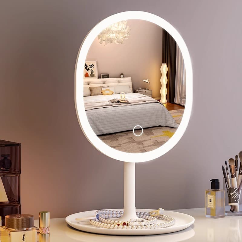 Espelho de maquiagem LED importado com luzes, espelho pequeno de mesa com iluminação para casamentos, espelho de maquiag