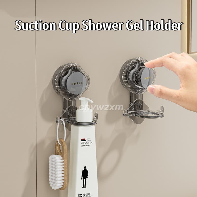 Suporte de Parede Ajustável com Ventosa a Vácuo para Frascos de Gel de Banho, Shampoo e Sabonete Líquido, Sem Furos