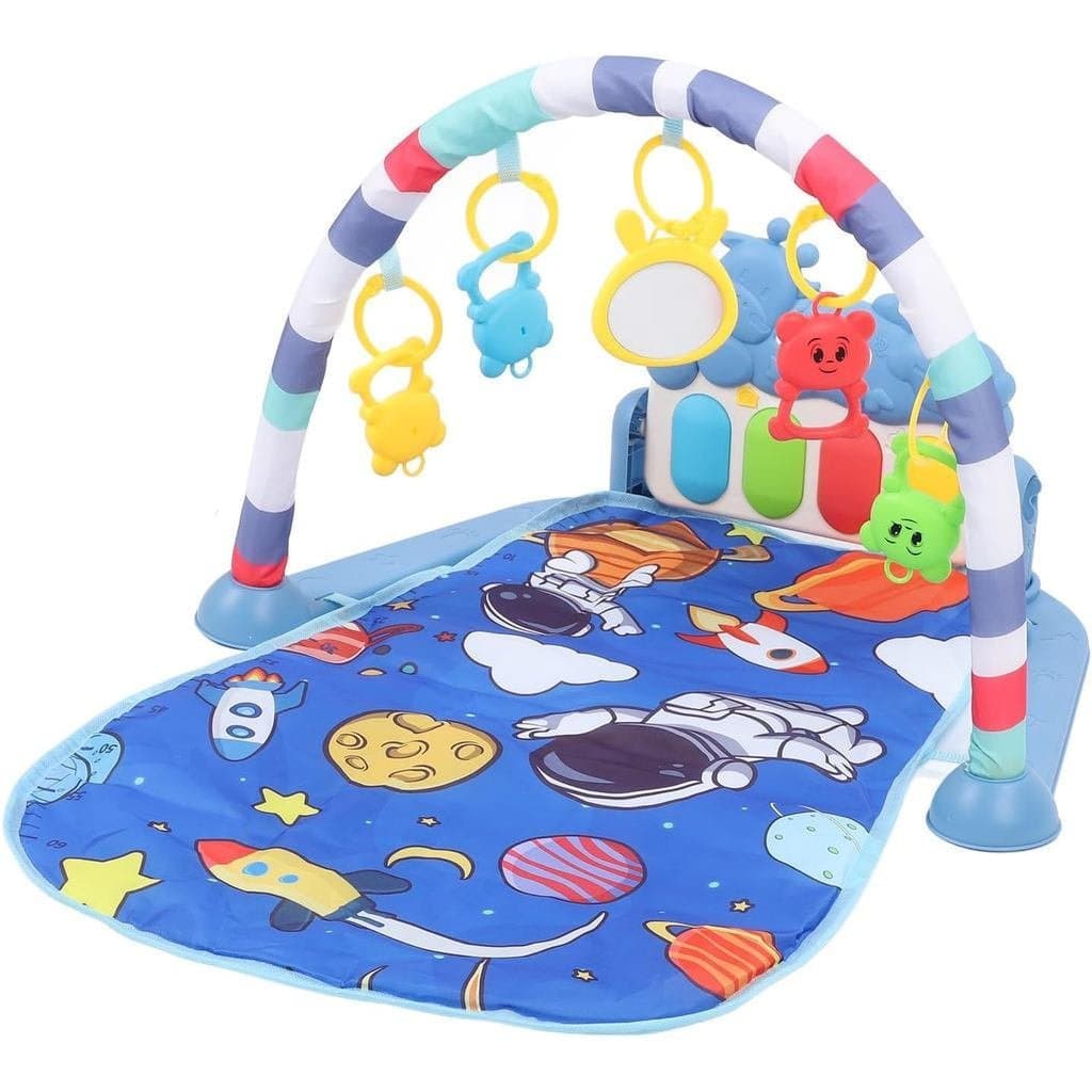 Tapete de atividades para bebês, rack de fitness interativo, centro de atividades com brinquedos exclusivos e piano para