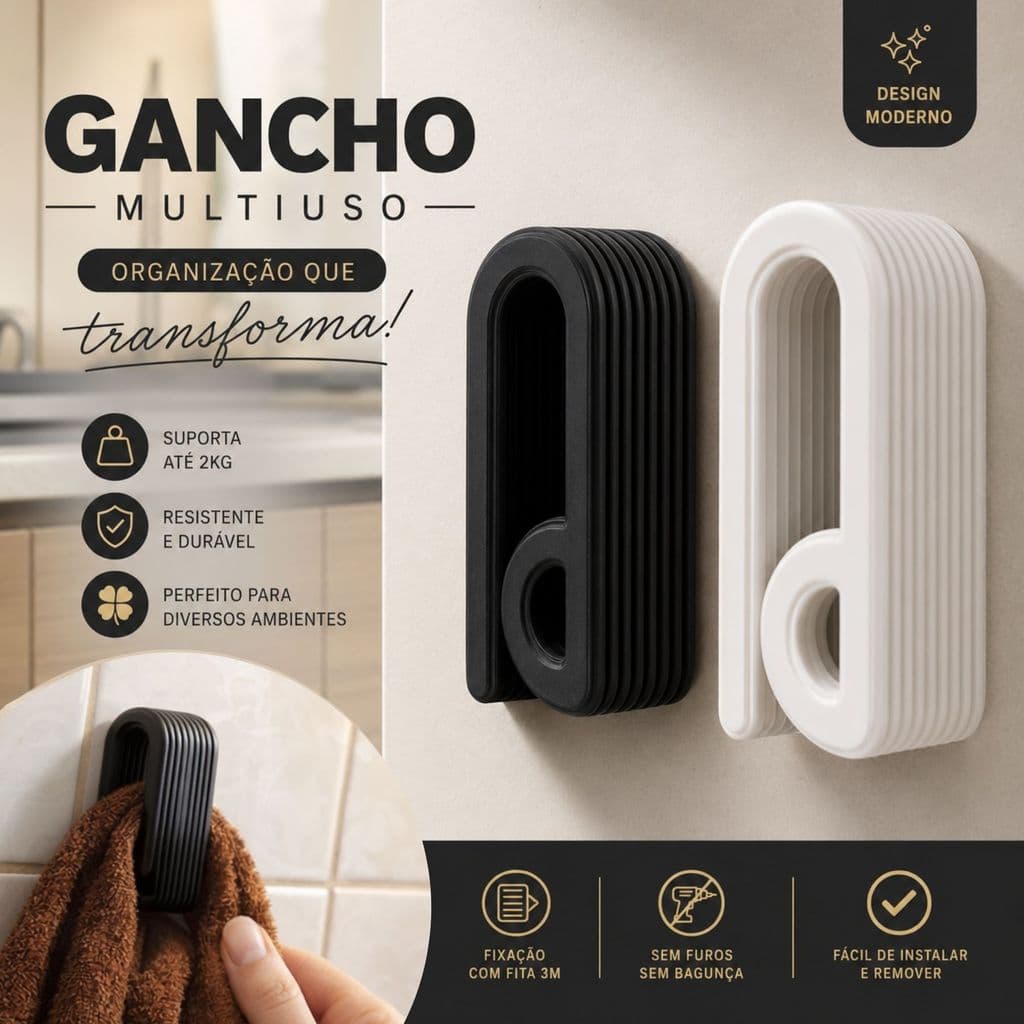 GANCHO PORTA TOALHA DE PRESSÃO ADESIVO PORTA TOALHA SEM FURO MULTIUSO BANHEIRO COZINHA