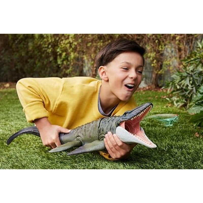 Figura De Ação Mattel Jurassic World Rebirth Bite N Blast Mosasaurus & amp ; Mini Dilophosaurus , Brinquedo De Dinossaur