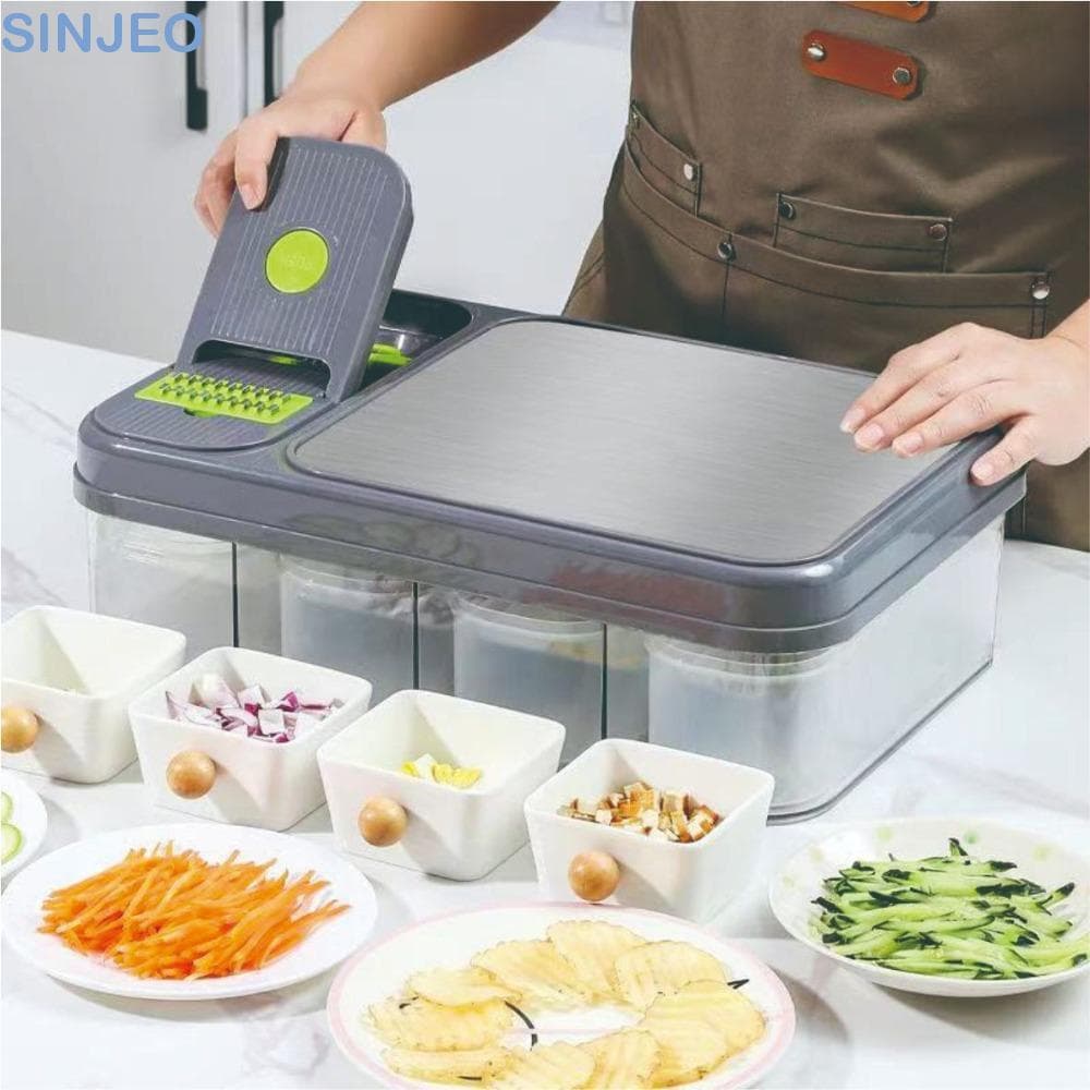 Cortador De Vegetais Multifuncional SINJEO , Tábua De Corte Retangular De Aço Inoxidável Para Trituração