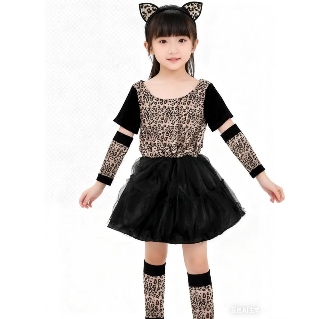 Roupas de carnaval meninas crianças animais Cosplay trajes G-0047 flor leopardo impressão vestido